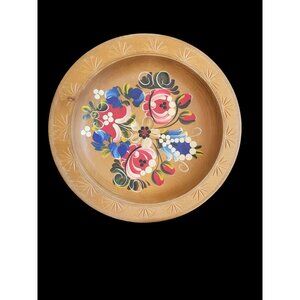 Vintage Hand Painted Wooden Plate Innsbruck Austria Floral